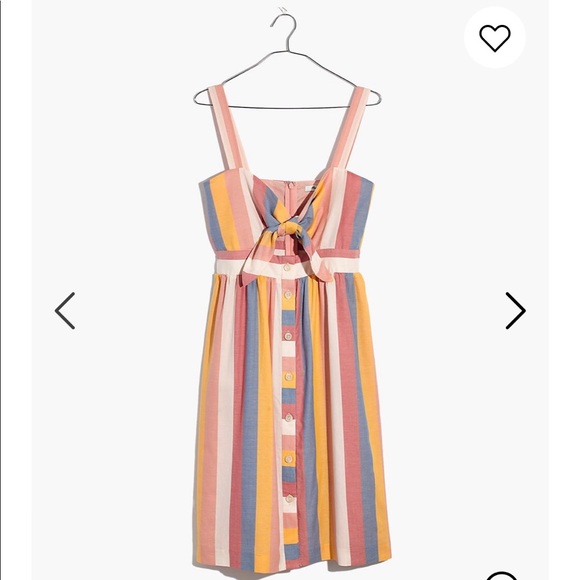 NWT Madewell Tie-Front Cutout Stripe Dress - Picture 3 of 4